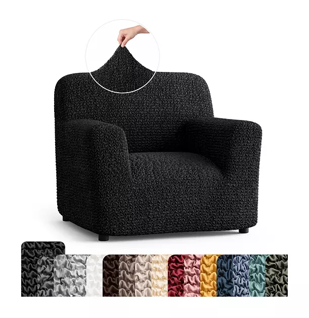 Premium Stretch Couch Covers for Sofa - Sofa Chair Cover Washable, Dogs & Pets Friendly - Elastic Polyester Loveseat Slipcovers - Non-Slip Love Seat Couch Covers - Black (21"-39" Wide)