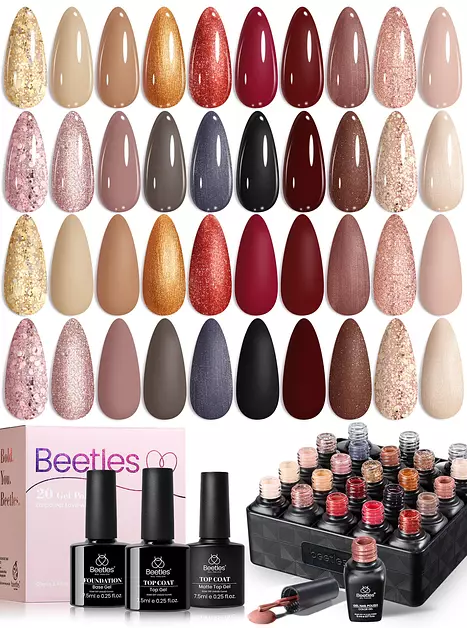 Beetles Fall Gel Nail Polish Set, 20 Colors Warm Mist Gel Polish