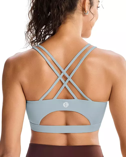 RUNNING GIRL Sports Bras for Women,Strappy Back Workout Bras Padded Supportive Blue Sports Bra Plue Size(WX2354 Blue,XS)